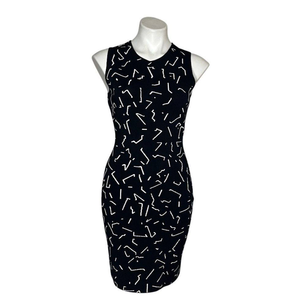 ALEXANDER WANG Black White Dress Bodycon Sheath Geometric Print Fits Size Small